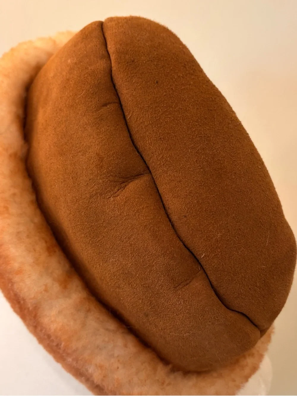 Suede Brown Bucket Hat with Shearling interior and trim - Sz S